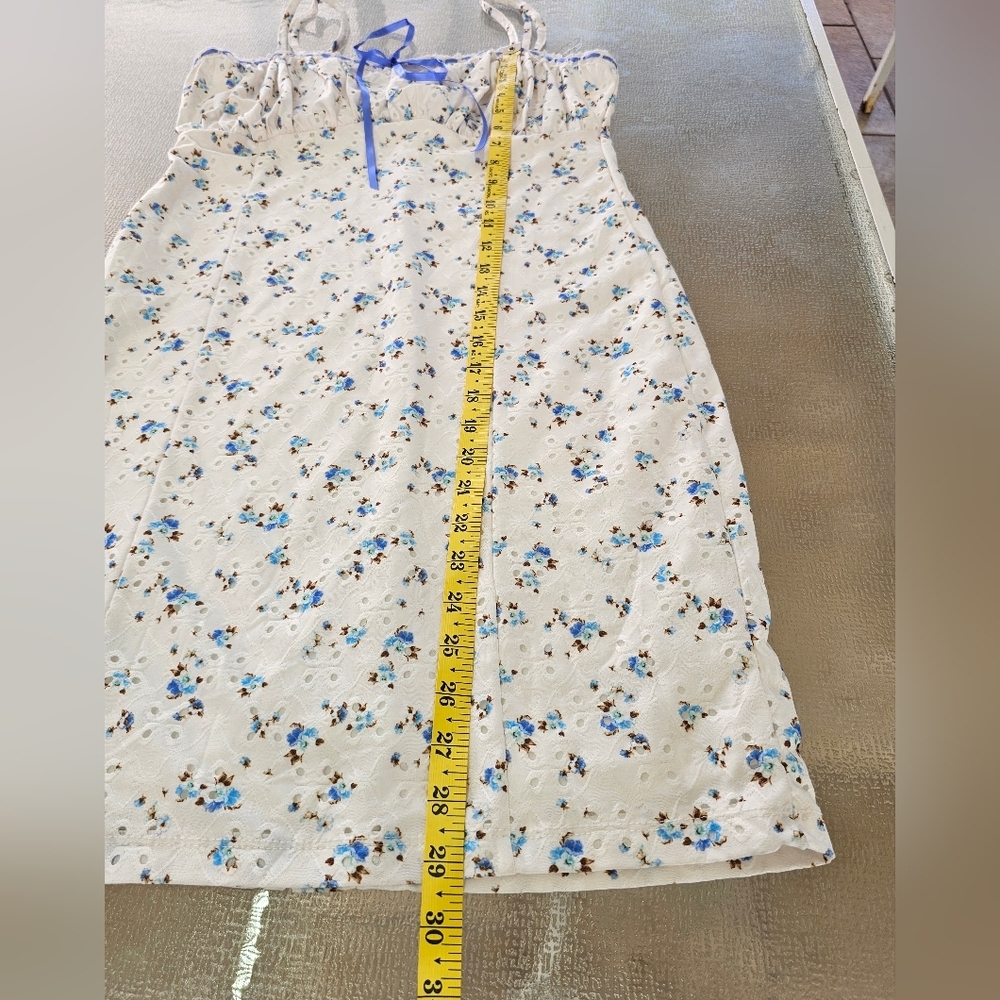 Heart & Heels Woman's Blue Floral Eyelet Midi Dress Cottagecore Summer Bow XL - Picture 10 of 12